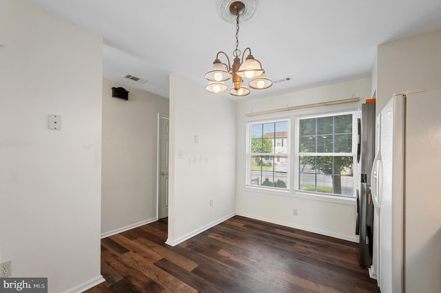 208 Kimberly Way, Winchester, VA 22601 - unfurnished dining area with a chandelier and dark wood-style floors