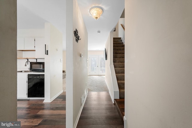 208 Kimberly Way, Winchester, VA 22601 - corridor with dark wood finished floors and stairway