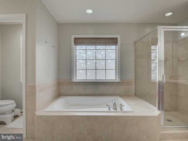 7436 Pensacola Pl, Gainesville, VA 20155 - bathroom featuring a bath, a shower stall, and recessed lighting