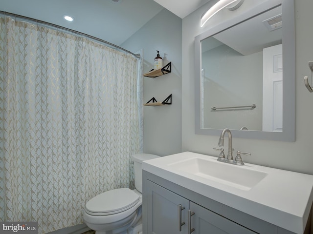 7436 Pensacola Pl, Gainesville, VA 20155 - bathroom featuring vanity, recessed lighting, and a shower with curtain