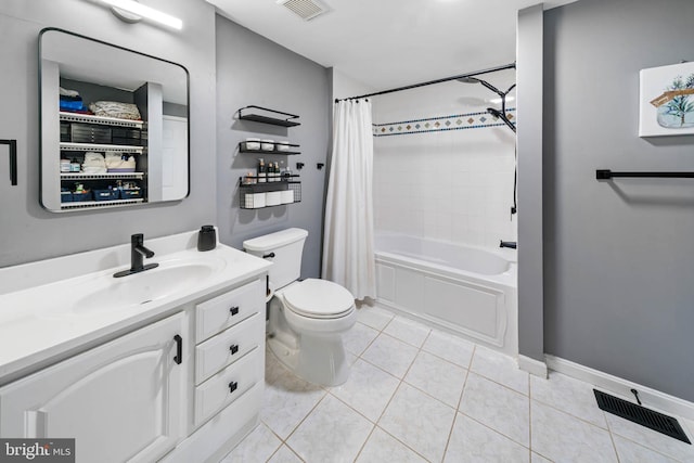 9946 Canvasback Way, Damascus, MD 20872 - bathroom featuring vanity, tile patterned flooring, and shower / bath combo with shower curtain
