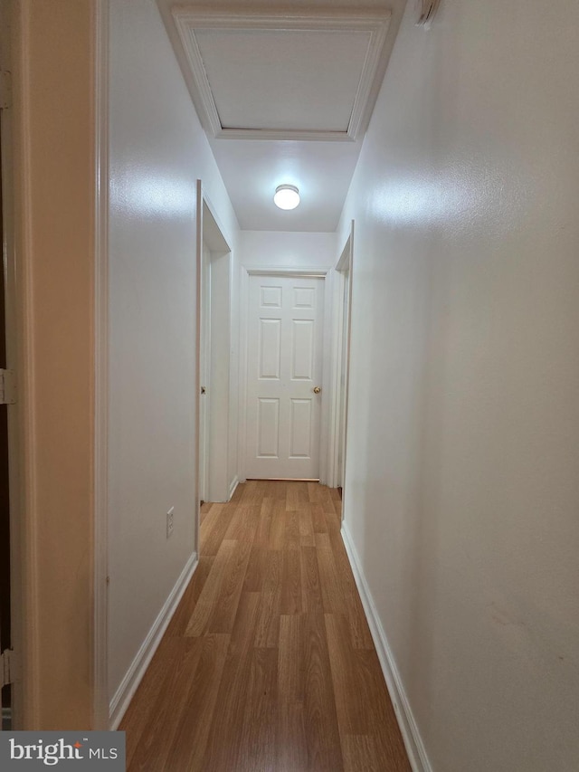 6529 Huntshire Dr, Elkridge, MD 21075 - hall with light wood finished floors and attic access