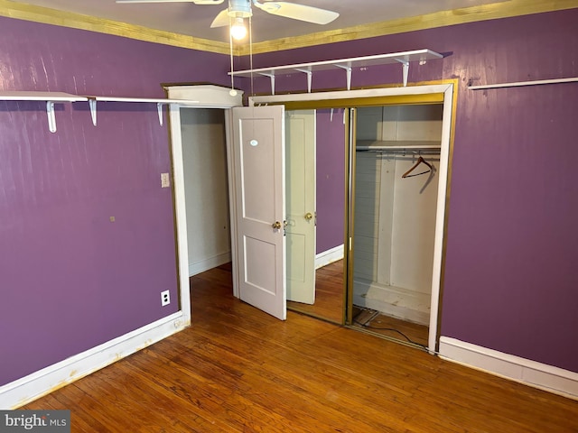 5122 Stenton Ave, Philadelphia, PA 19144 - unfurnished bedroom with wood finished floors, a closet, and ceiling fan