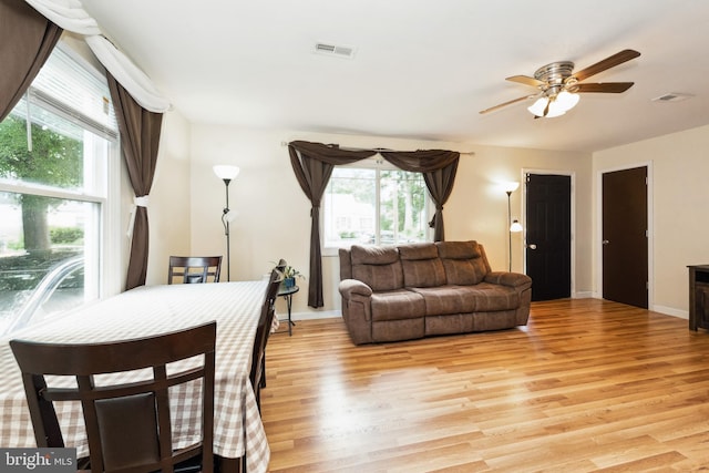 104 N Beech Ave, Highland Springs, VA 23075 - living area featuring light wood finished floors and a ceiling fan