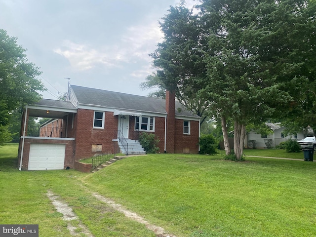14604 Bowie Rd, Laurel, MD 20708 - view of front of property with brick siding, driveway, a front yard, and a garage