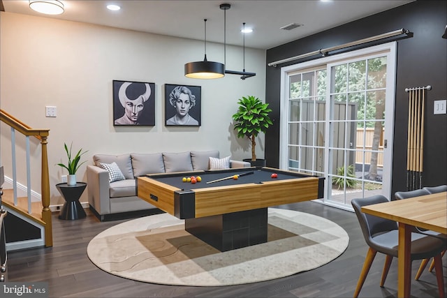 114 Herndon Mill Cir, Herndon, VA 20170 - rec room featuring wood finished floors, billiards table, and recessed lighting