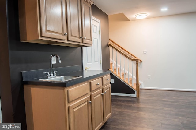 114 Herndon Mill Cir, Herndon, VA 20170 - bar featuring dark wood finished floors and stairway