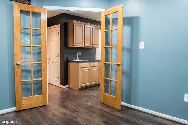 114 Herndon Mill Cir, Herndon, VA 20170 - bar featuring french doors and dark wood-type flooring