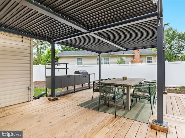 13222 Parson Ln, Fairfax, VA 22033 - wooden terrace featuring outdoor dining space, a fenced backyard, and grilling area