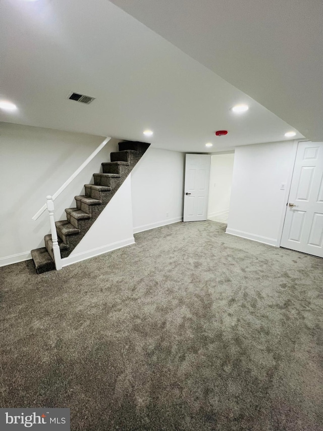 6610 N Smedley St, Philadelphia, PA 19126 - finished below grade area featuring stairs, carpet floors, and recessed lighting