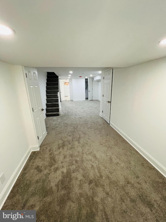 6610 N Smedley St, Philadelphia, PA 19126 - finished below grade area featuring stairs, carpet floors, and recessed lighting