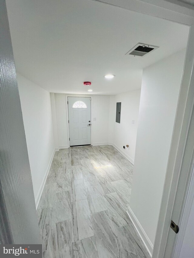 6610 N Smedley St, Philadelphia, PA 19126 - corridor with electric panel, light marble finish floors, and recessed lighting