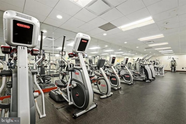 205 Yoakum Pkwy Unit 1712, Alexandria, VA 22304 - gym featuring a paneled ceiling