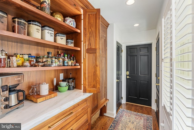 4704 Sweetbriar Cir, Emmaus, PA 18049 - bar with wood finished floors and recessed lighting