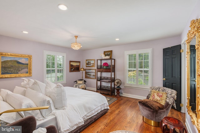 4704 Sweetbriar Cir, Emmaus, PA 18049 - bedroom featuring a chandelier, wood finished floors, and recessed lighting