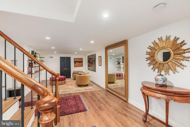4704 Sweetbriar Cir, Emmaus, PA 18049 - foyer featuring stairs, light wood-style flooring, and recessed lighting