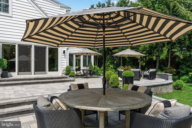 4704 Sweetbriar Cir, Emmaus, PA 18049 - view of patio with outdoor dining area and entry steps