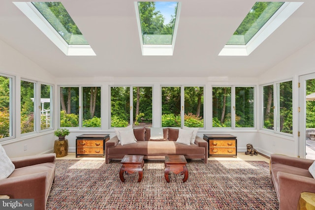 4704 Sweetbriar Cir, Emmaus, PA 18049 - sunroom featuring a skylight and vaulted ceiling