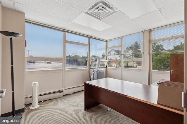 119 S Easton Rd, Glenside, PA 19038 - carpeted office with a paneled ceiling and a baseboard heating unit