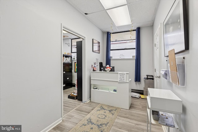 119 S Easton Rd, Glenside, PA 19038 - hallway with light wood-style floors and a drop ceiling