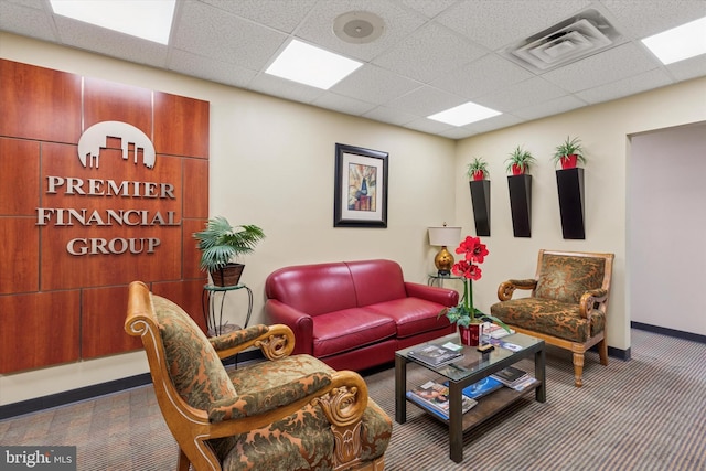 119 S Easton Rd, Glenside, PA 19038 - carpeted living area featuring a drop ceiling and baseboards
