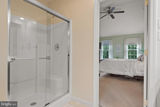 1817 Old Farm Ln, Lancaster, PA 17602 - ensuite bathroom with a shower stall and a ceiling fan