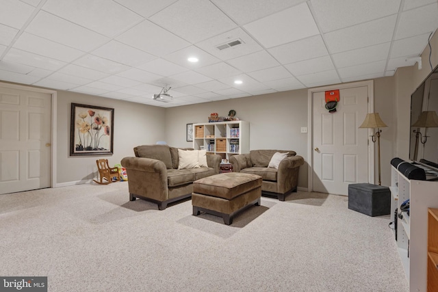 1817 Old Farm Ln, Lancaster, PA 17602 - carpeted living room with a drop ceiling and recessed lighting