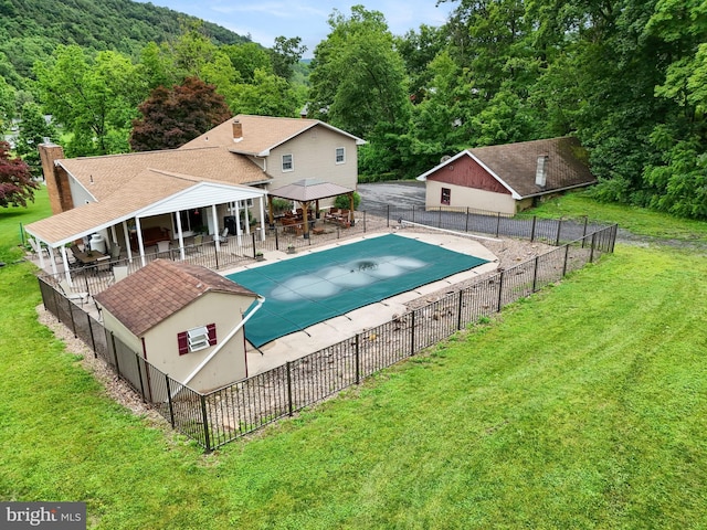 848 Rapp Rd, Howard, PA 16841 - view of swimming pool featuring a gazebo, a patio, and a wooded view