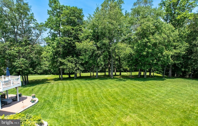 1568 Tattersall, West Chester, PA 19380 - view of green lawn with a wooden deck and view of scattered trees
