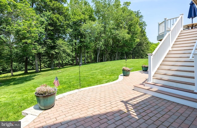 1568 Tattersall, West Chester, PA 19380 - view of patio with stairway and view of scattered trees