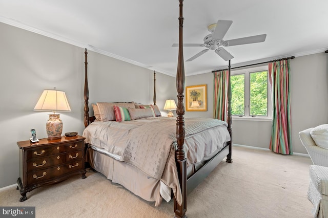 130 Hunt Valley Cir, Berwyn, PA 19312 - bedroom with light colored carpet, crown molding, and ceiling fan