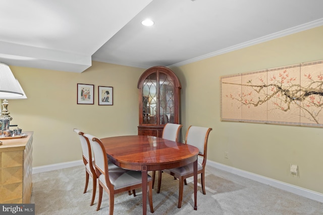 130 Hunt Valley Cir, Berwyn, PA 19312 - dining room with light carpet, crown molding, and recessed lighting