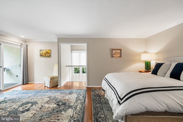 112 Oxley Ct, Newtown Square, PA 19073 - bedroom with ornamental molding, wood finished floors, access to exterior, and recessed lighting