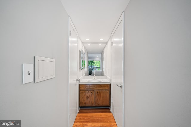 112 Oxley Ct, Newtown Square, PA 19073 - bathroom featuring vanity, wood finished floors, and recessed lighting