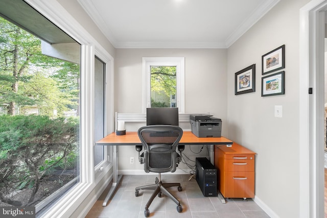 112 Oxley Ct, Newtown Square, PA 19073 - home office with ornamental molding and light tile patterned floors