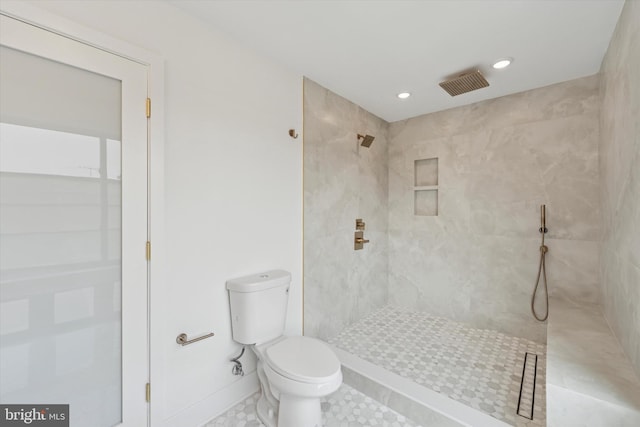 919 S 11th St Unit A, Philadelphia, PA 19147 - full bath featuring a tile shower, recessed lighting, and tile patterned floors
