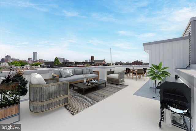 919 S 11th St Unit A, Philadelphia, PA 19147 - view of patio featuring an outdoor living space, outdoor dining area, and a view of city
