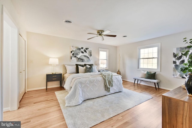 1517 Tuba Ct, Vienna, VA 22182 - bedroom featuring light wood-type flooring and ceiling fan