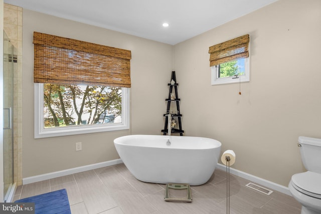 24 Rosette Ln, Richboro, PA 18954 - bathroom with a freestanding bath, recessed lighting, tiled shower, and tile patterned flooring