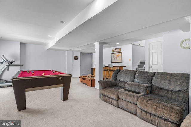 24 Rosette Ln, Richboro, PA 18954 - playroom with carpet, pool table, and recessed lighting
