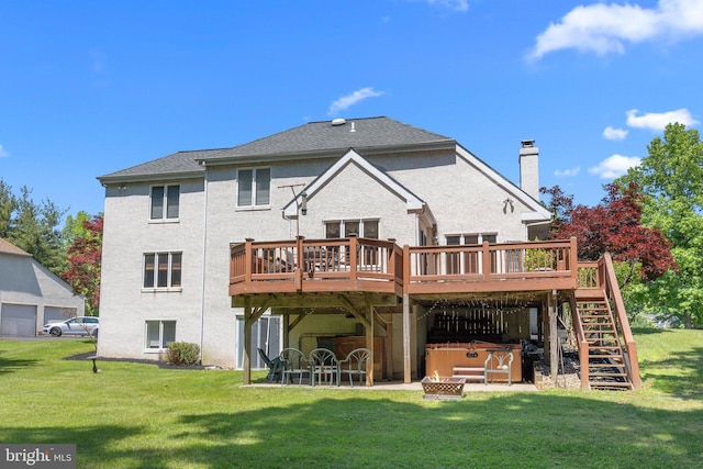 24 Rosette Ln, Richboro, PA 18954 - rear view of house featuring a deck, a chimney, and a yard
