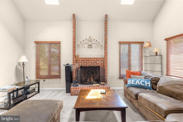 24 Rosette Ln, Richboro, PA 18954 - living room with carpet and a brick fireplace