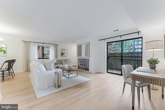 3460 Summit Ct NE Unit 3460, Washington, DC 20018 - living area featuring light wood-style flooring and a warm lit fireplace