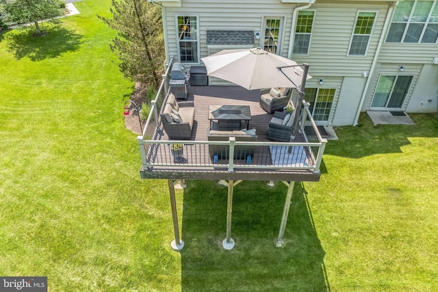 3132 Butternut Ln, Chester Springs, PA 19425 - view of grassy yard featuring a wooden deck and an outdoor hangout area