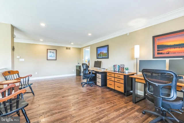 3132 Butternut Ln, Chester Springs, PA 19425 - office with crown molding, recessed lighting, and wood finished floors