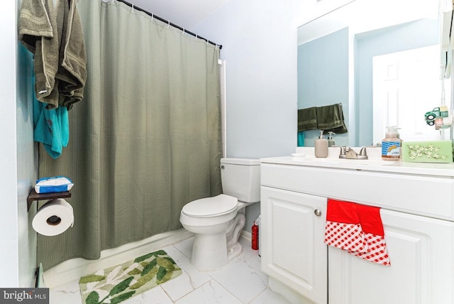 2129 Fort Donelson Ct, Dumfries, VA 22026 - full bathroom with vanity, marble look tile flooring, and a shower with curtain