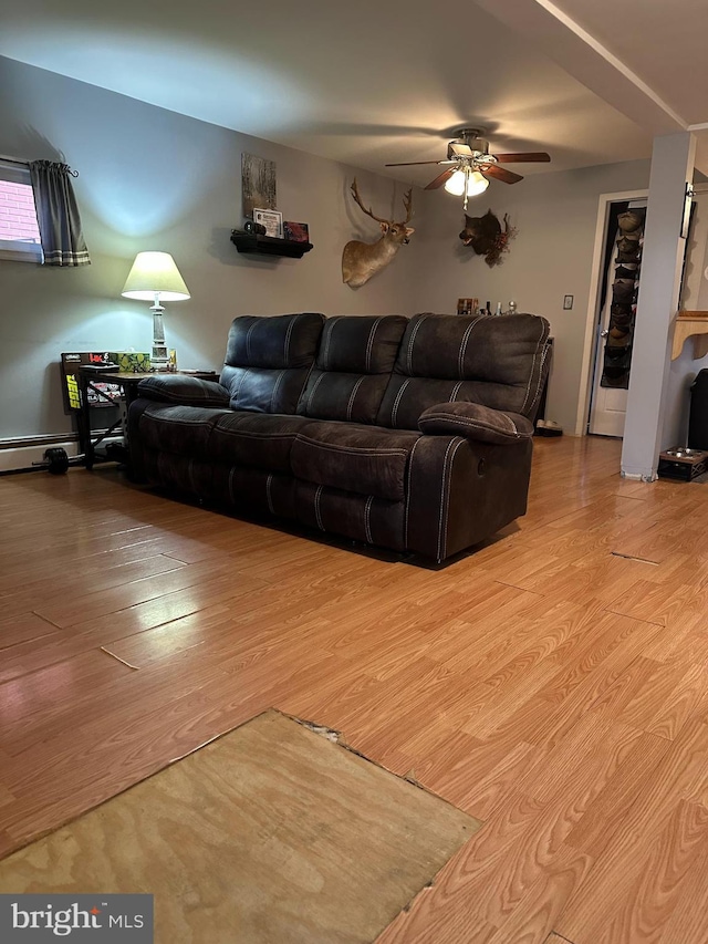 884 Main St, Pennsburg, PA 18073 - living room featuring wood finished floors and a ceiling fan