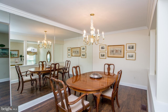 114 Pipers Pl, Chalfont, PA 18914 - dining space featuring a chandelier, dark wood-type flooring, and crown molding