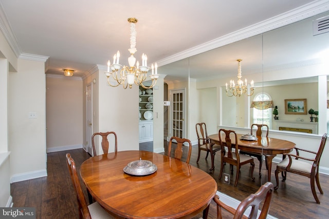 114 Pipers Pl, Chalfont, PA 18914 - dining room with a chandelier, dark wood finished floors, and crown molding
