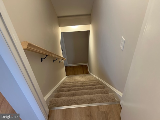 9220 Redbridge Ct, Laurel, MD 20723 - stairs featuring baseboards and wood finished floors